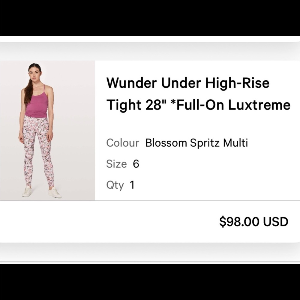 Lululemon Wunder Under High Rise 28” *Full-On Luxtreme in Blossom Spritz Multi.